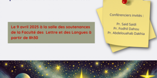 COLLOQUE NATIONAL Rencontres poe tiques et poe tique de la rencontre : quand le hasard fait bien les choses Le 9 avril 2025 à la salle des soutenances de la Faculté des Lettre et des Langues à partir de 8h30