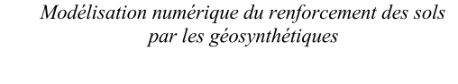 Modlisation numrique du renforcement des sols  par les gosynthtiques